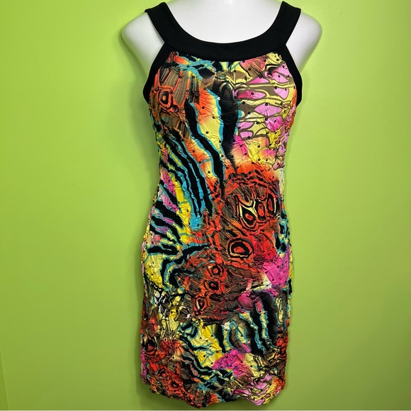 Joseph Ribkoff Dresses & Skirts - Joseph Ribkoff Dress  Ruched Stretch Sequin Colorful Party Unique Detail size 6